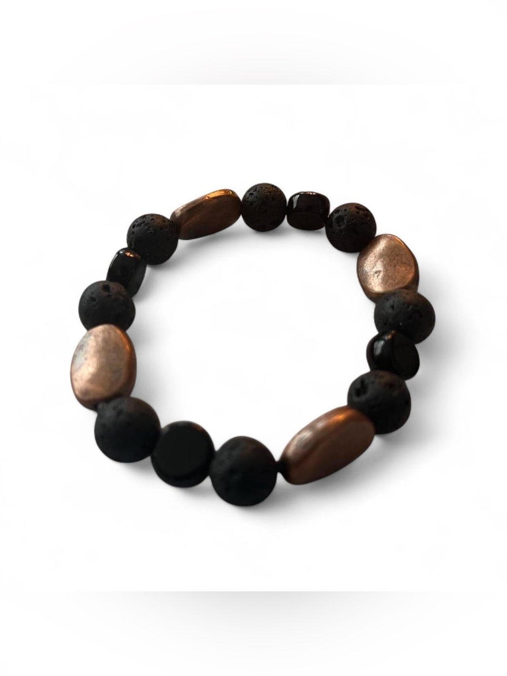 Lava Stone and Bronze Accent Stretch Bracelet - Women Jewelry